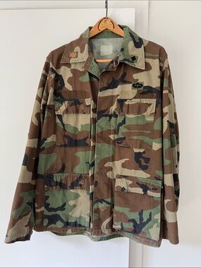 US Army Men's Camo Coat/Shirt - Green/Brown Woodland - ML